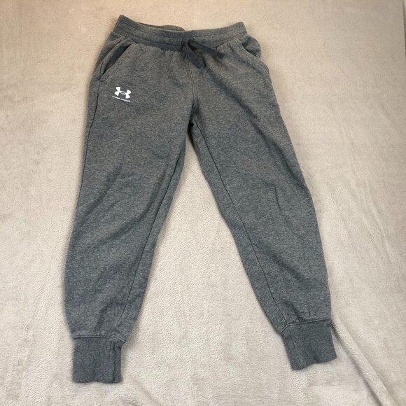 Under Armour Youth Jogger Pants Small Fleece Sweatpants Loose Fit Drawstring Gra - Picture 9 of 10